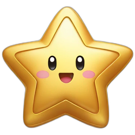 cute happy Kirby holding a golden star emoji