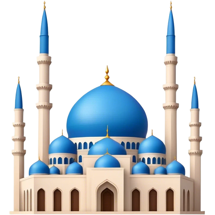 Realistic Mohammad Al-Amin Mosque Landmark Emoji, highlighting its striking blue dome, tall minarets, and elegant Arabic calligraphy. emoji
