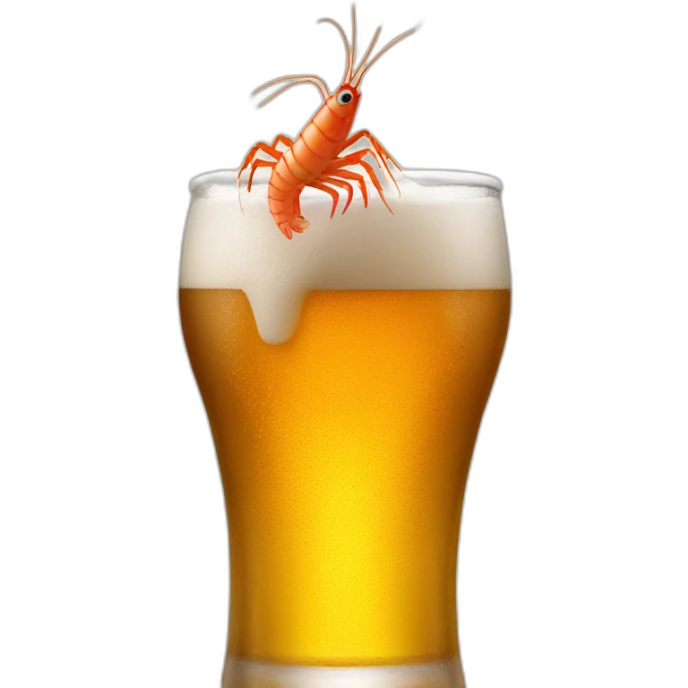 Shrimp jump into beer emoji