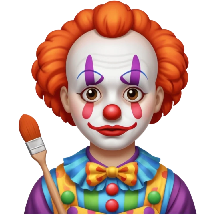 clown before make up with brush in hand emoji