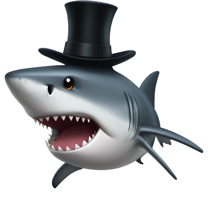 Shark with a top hat emoji
