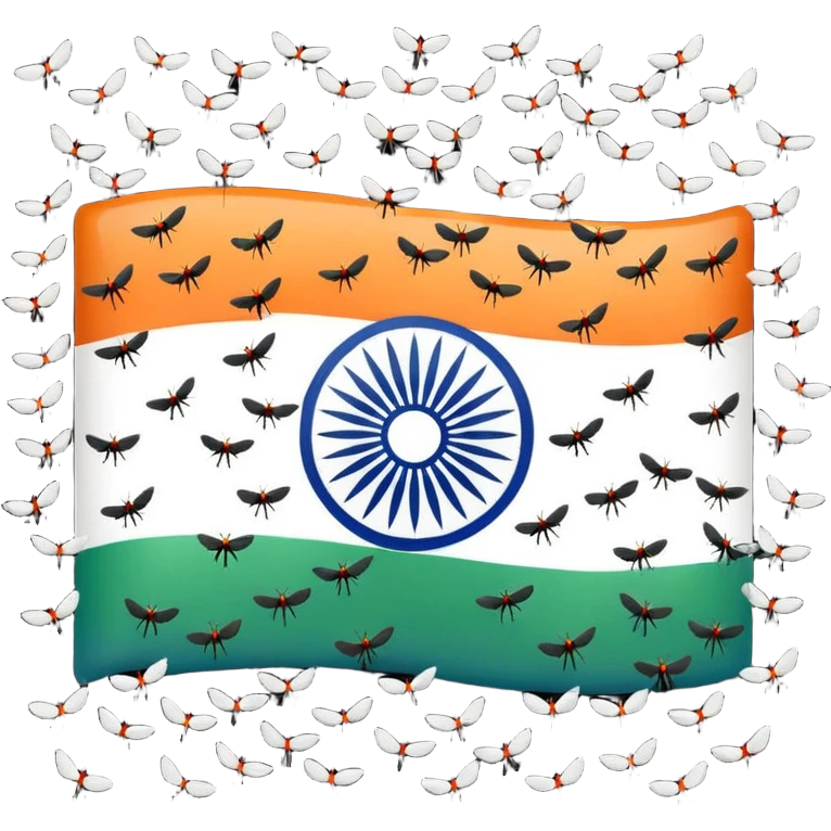 Create an Indian flag with flies above it and a stench coming off that is causing  the flies to be there emoji