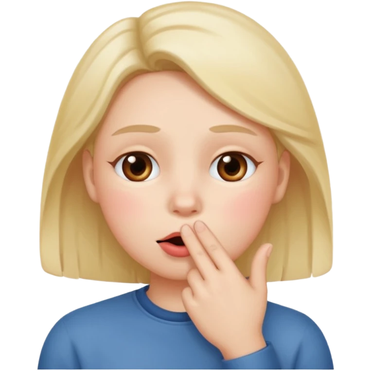 Hand over mouth with blushed cheeks emoji