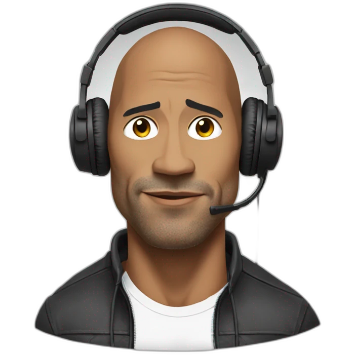 the rock johnson with headphones jacked emoji