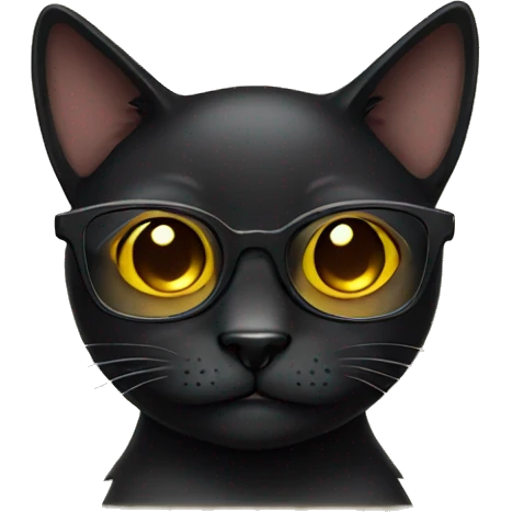 Black cat with glasses  emoji