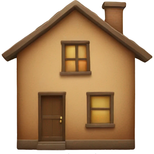 brown square house with a sun painted on it emoji