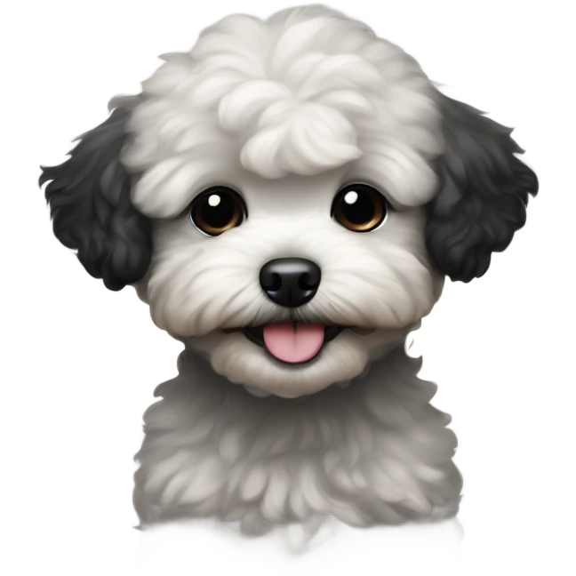 maltipoo black puppy eyes closed happy laughing  emoji