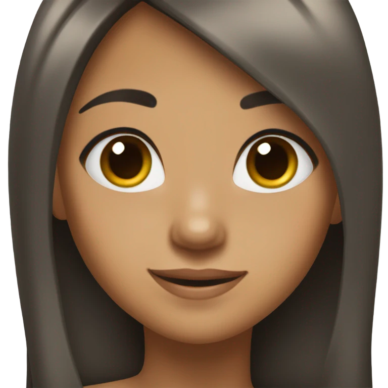 A girl with long black straight hair, skin tan, happy emoji