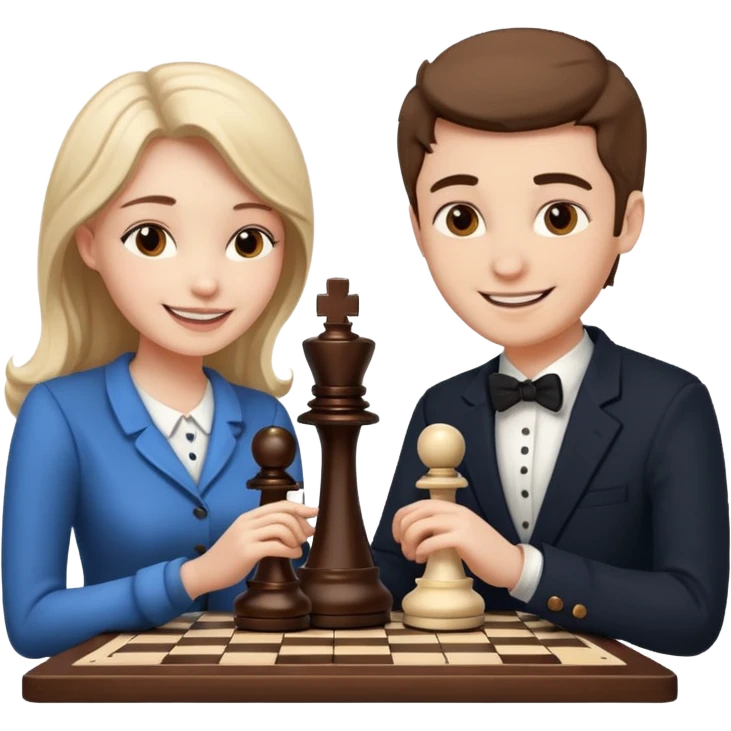 a woman and a man in love playing chess emoji