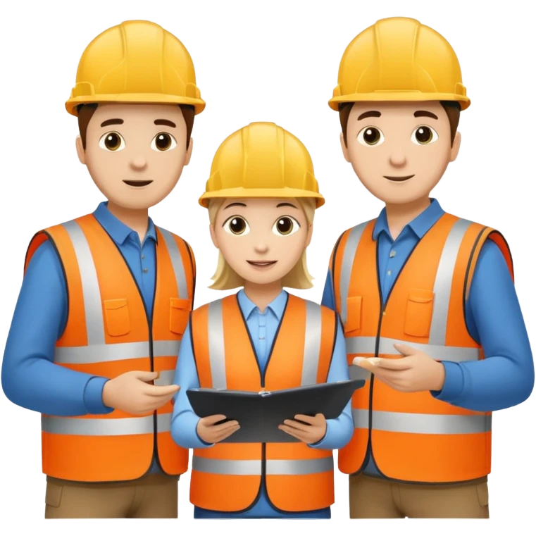 group of railway engineers behing a table emoji