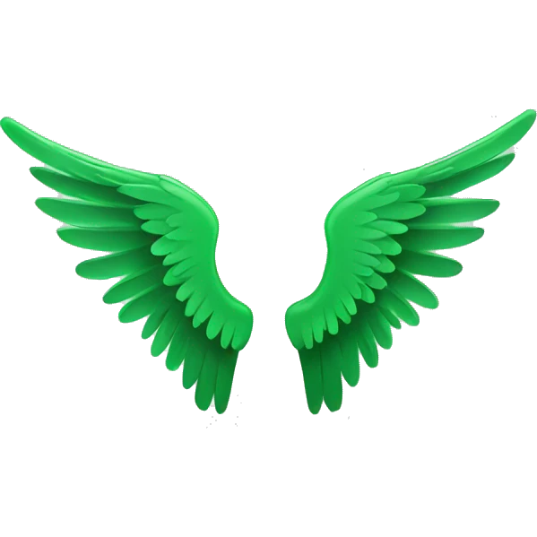 Simple angel wings, green color, white. emoji