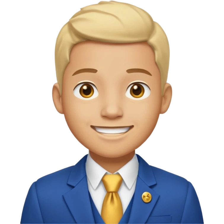 i need an image of a man named clyde who provides basic credit reports. wears a blue blazer with gold button and open necked white shirt  emoji