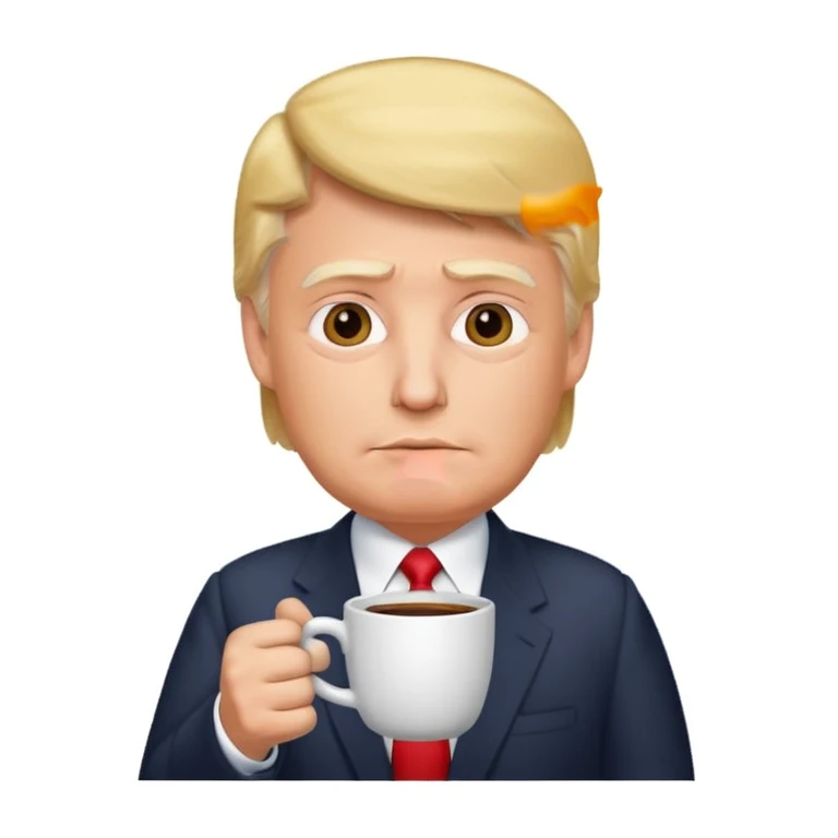Trump with a coffee  emoji