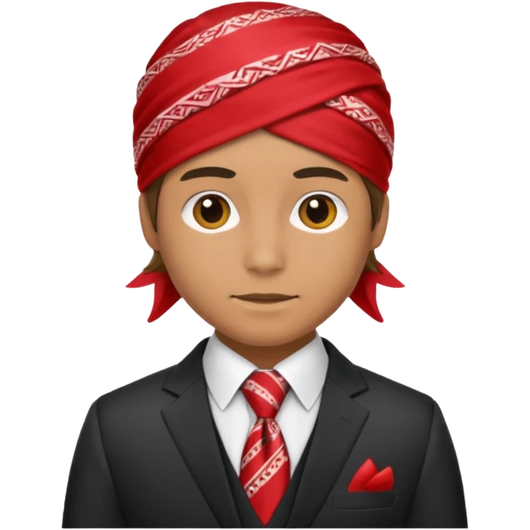 Character wearing a bandana and a suit emoji