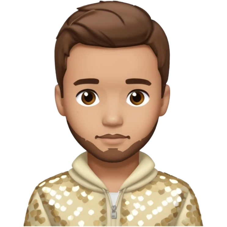 Liam Payne from One Direction with light skin, brown hair, cream sequin outfit emoji