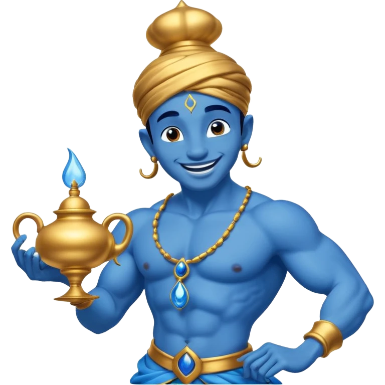 blue genie flies out of aladdin's lamp emoji