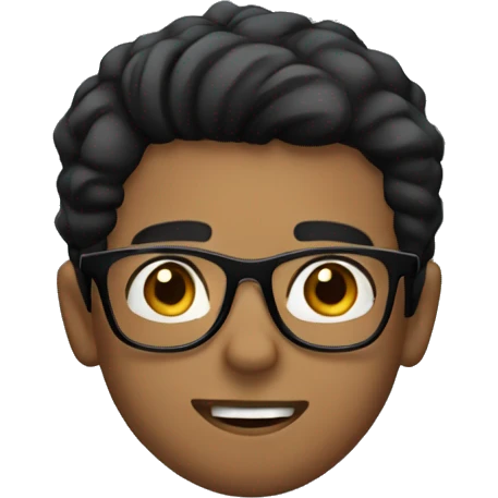 young man with black hair, black glasses, and a stubble beard.
 emoji