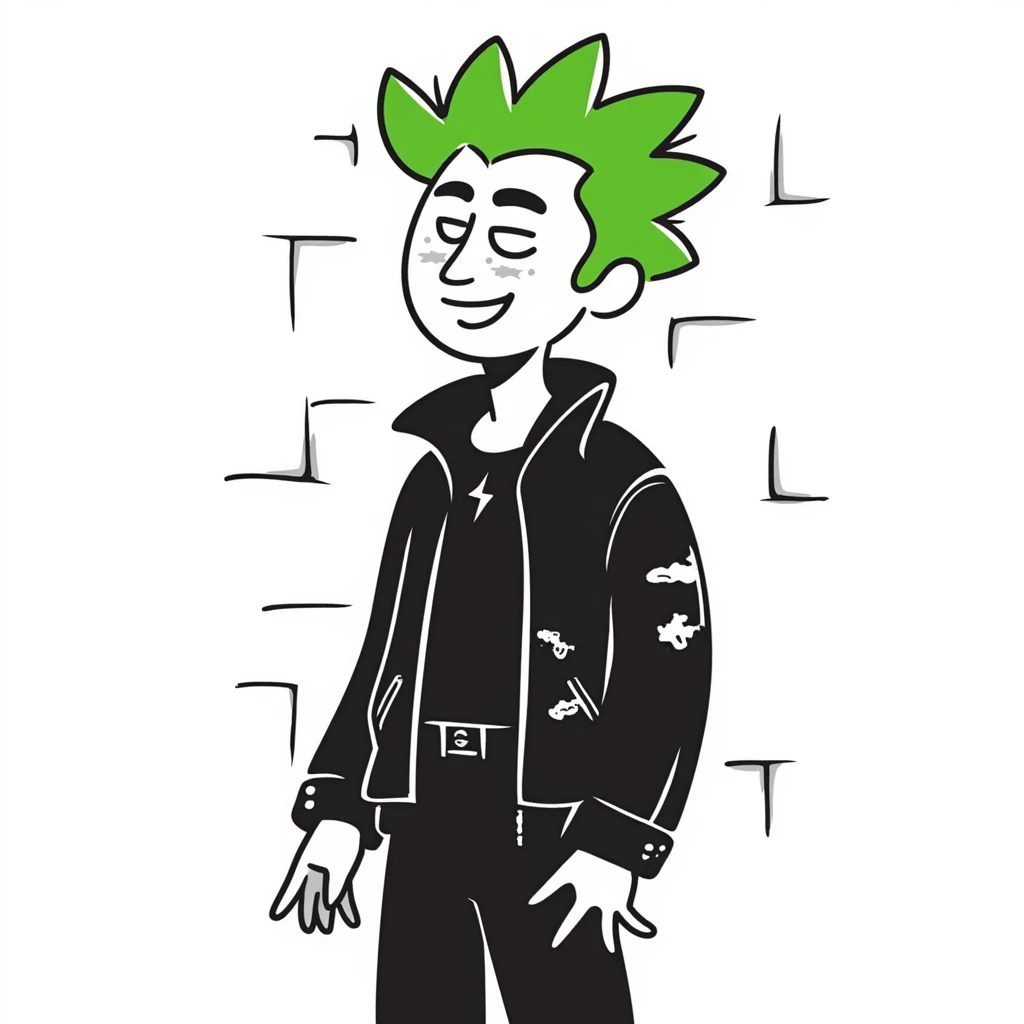 smiling punk guy with green irochese emoji
