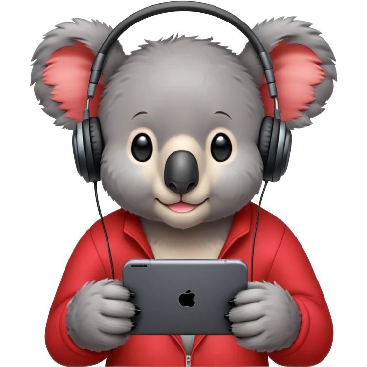 red koala in headphones emoji