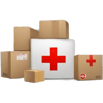 warehouse with a red cross emoji