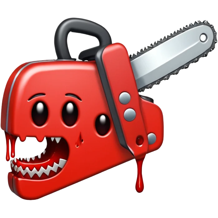 Chainsaw, blood dripping, cartoon horror emoji, no background emoji