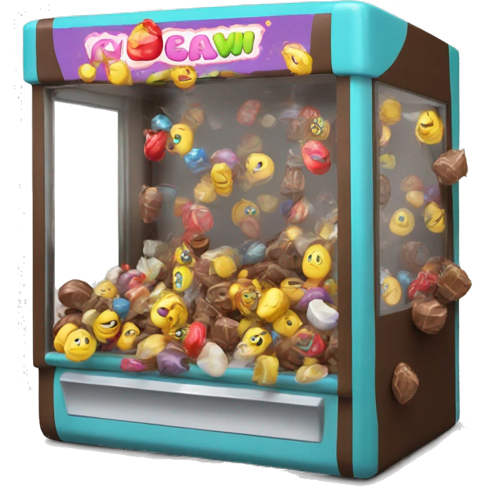 Claw machine with loads of chocolate emoji