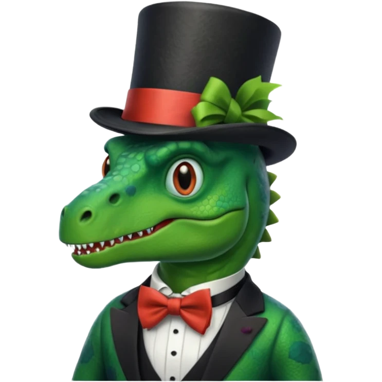 Dinosaur with with tophat and bow tie  emoji
