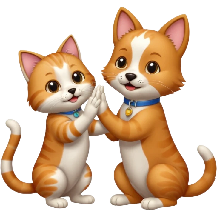 Cane e gatto che battono cinque emoji