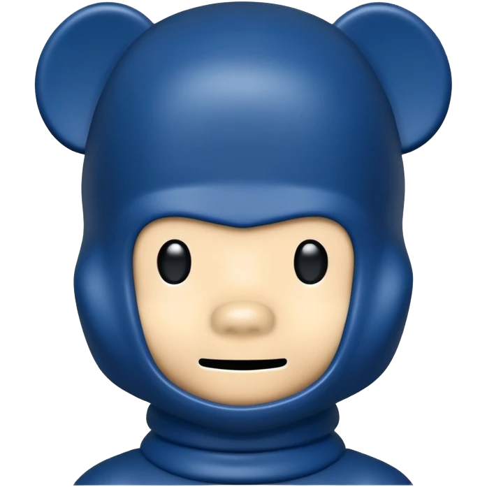 bearbrick figure with a dark blue balaclava mask, simple and elegant emoji