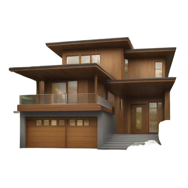 Unique Front facing modern house with wood features emoji