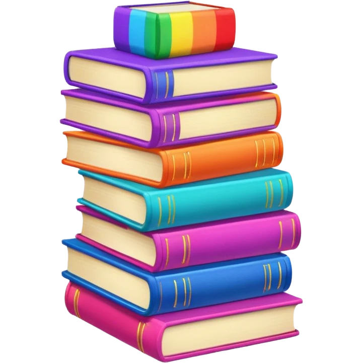 Stacked girly rainbow books emoji