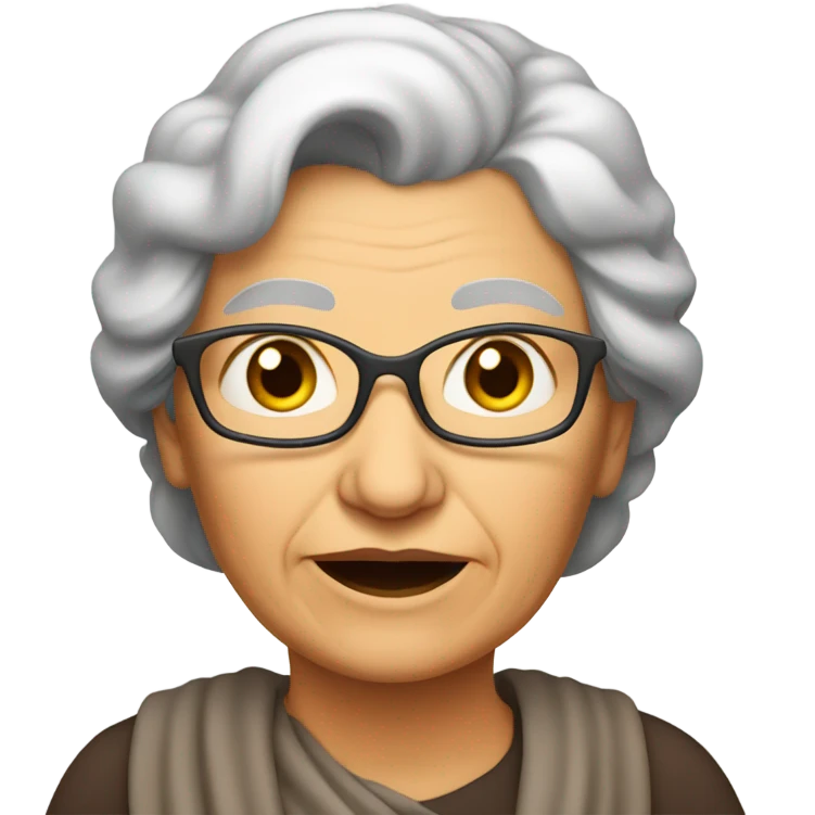 A old lady with her belly sticking out above her belt emoji