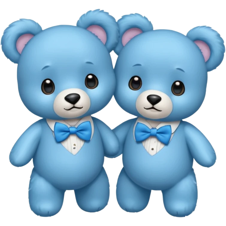 sweet twin little blue bears with blue bow tie sitting emoji