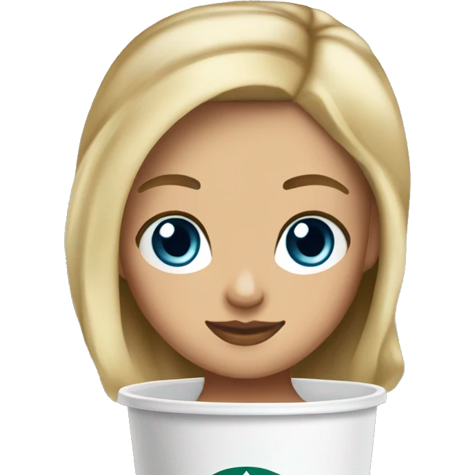 Starbucks cup drink with blonde girl blue eyes  emoji