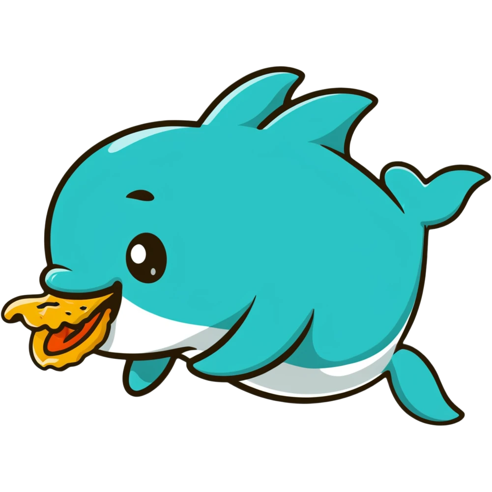 Dolphin eating chicken emoji