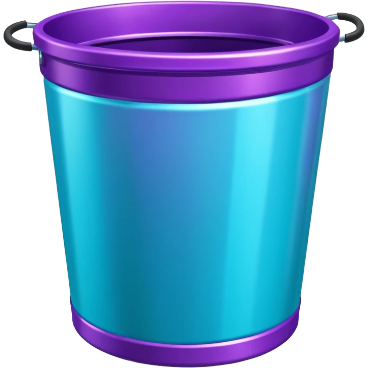 Glitter Purple and Cian  metal rubbish bin officer emoji