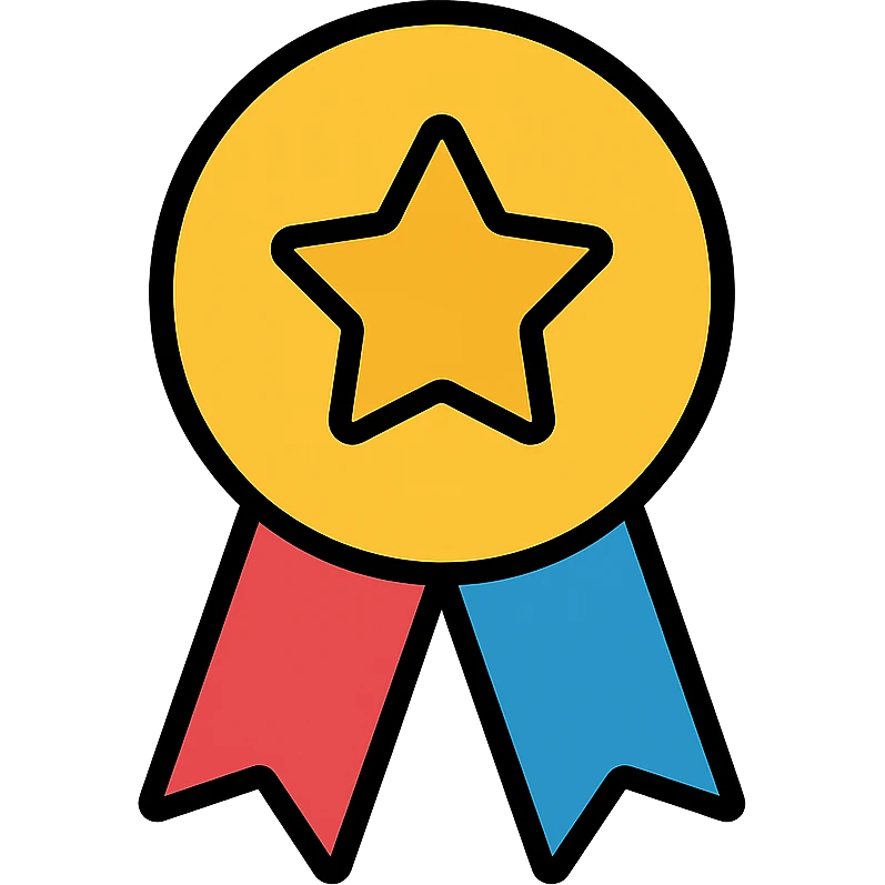 vector icon of a top review with gold and colorful elements, elegant and minimalist flat design, isolated on white background, award badge style, 2D flat vector, trending icon look, soft shadows, no text, perfect for commercial use emoji
