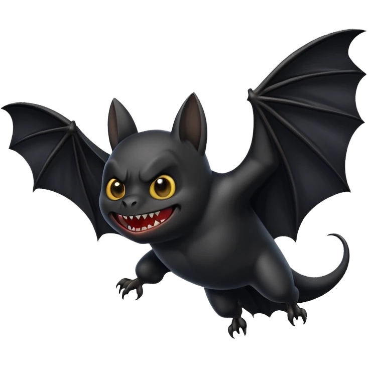 Scary realistic flying black bat emoji