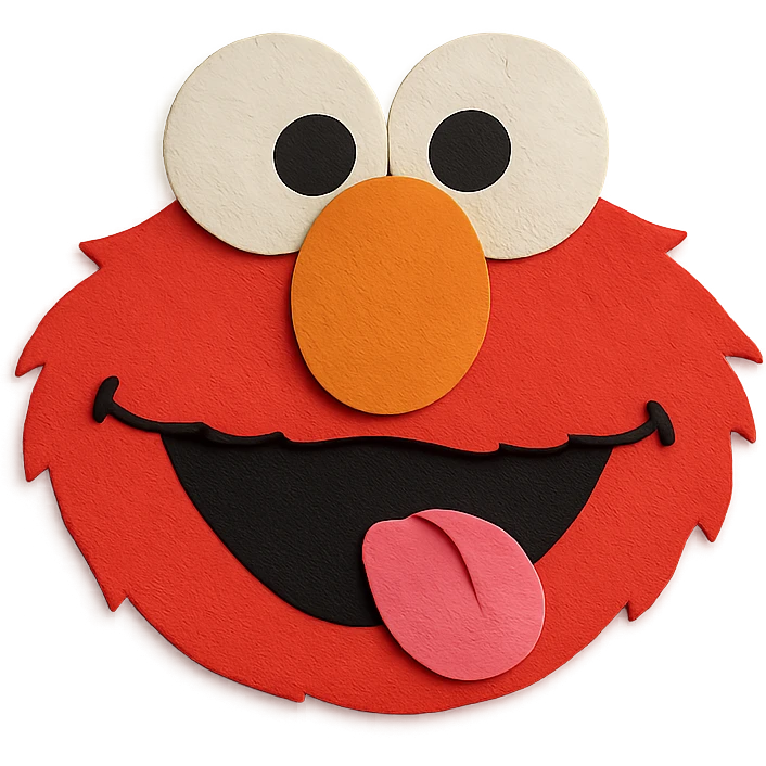 Elmo making a silly face emoji
