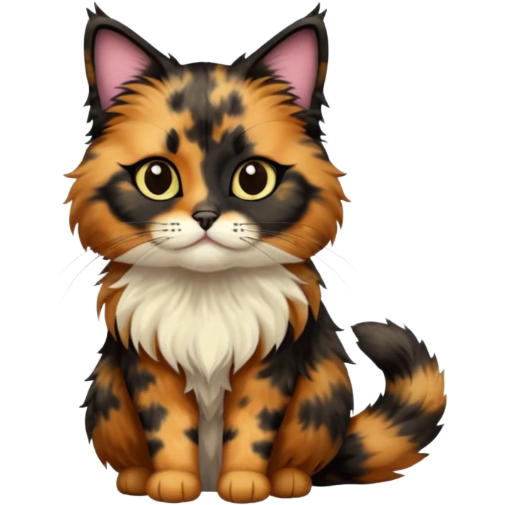 long hair tortoiseshell cat with a black face emoji