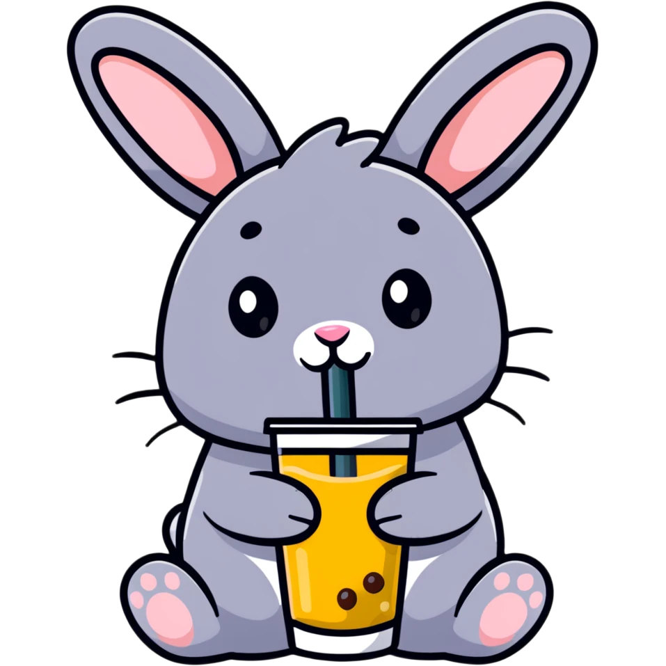 bubble tea bunny sipping boba with both paws emoji