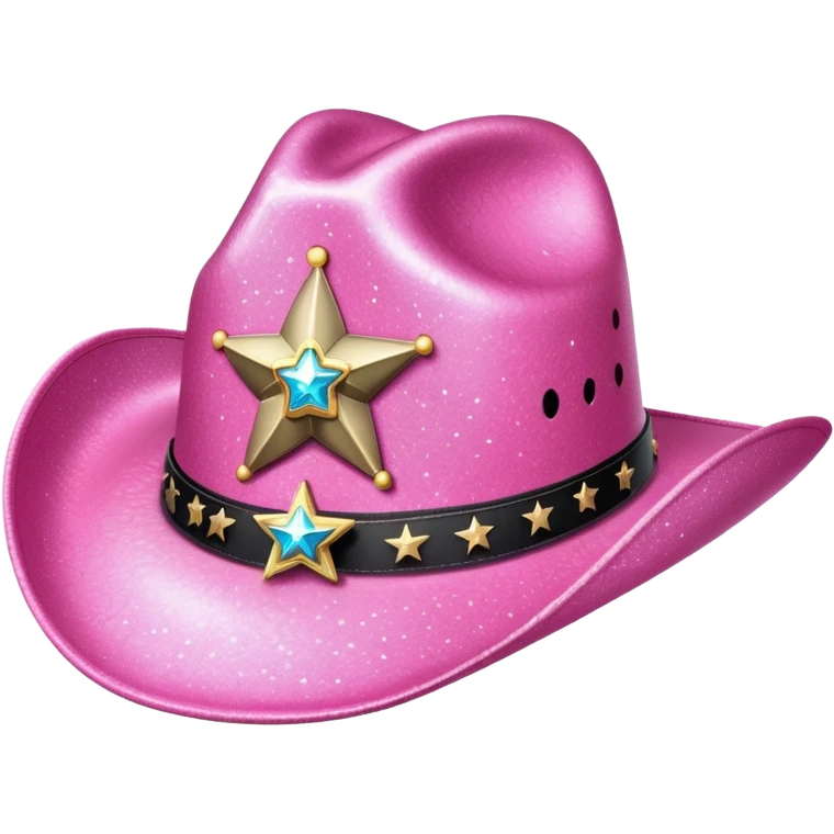 pink glittery cowgirl hat whit sherif star emoji
