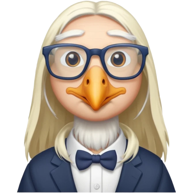 long hair stork with glasses emoji