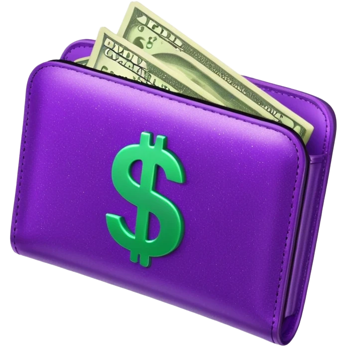 glitter purple wallet $ green symbol emoji
