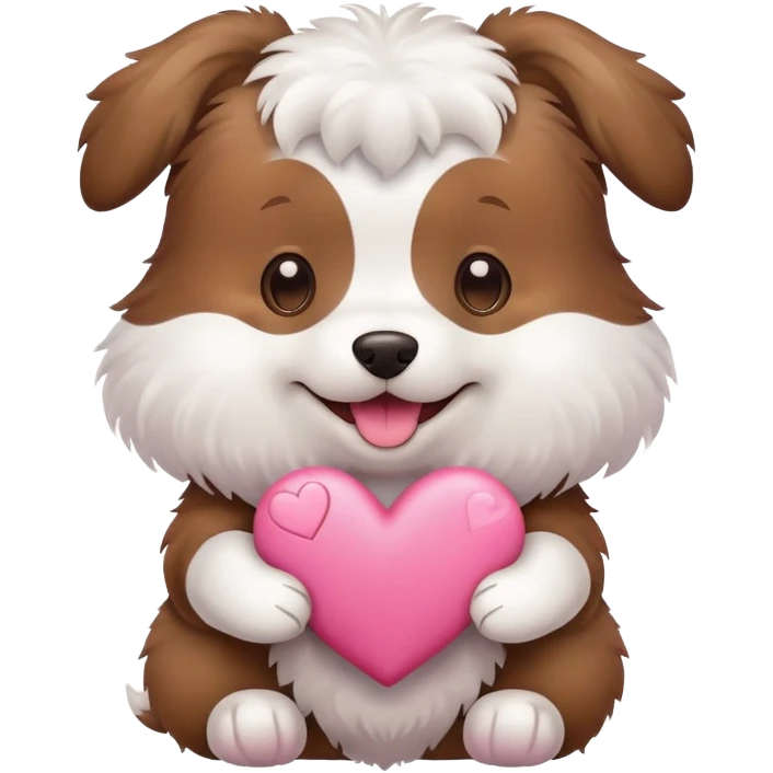 dog holding a heart emoji