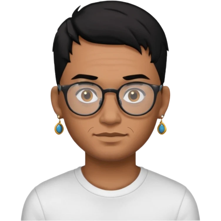 man with tattoo, black hair, wearing glasses, have 1 earring emoji