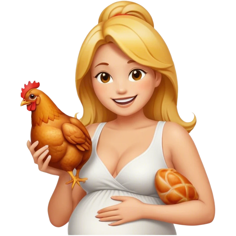 Sexy pregnant woman eating massive chicken  emoji