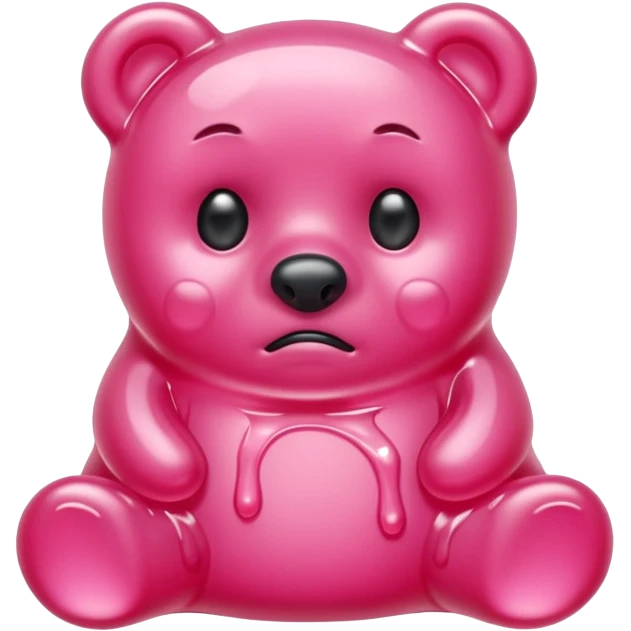Sad pink Gummy bear melting into ground emoji