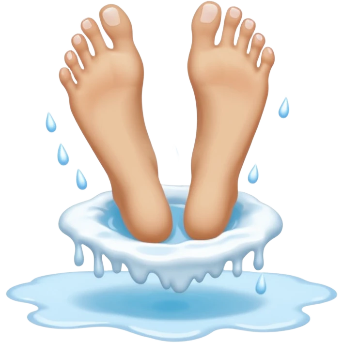 Barefeet balancing in white paint puddle emoji