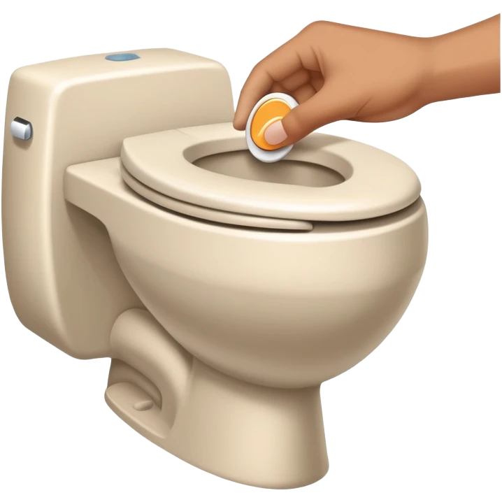 hand pressing the flush button on a toilet, clean and friendly emoji